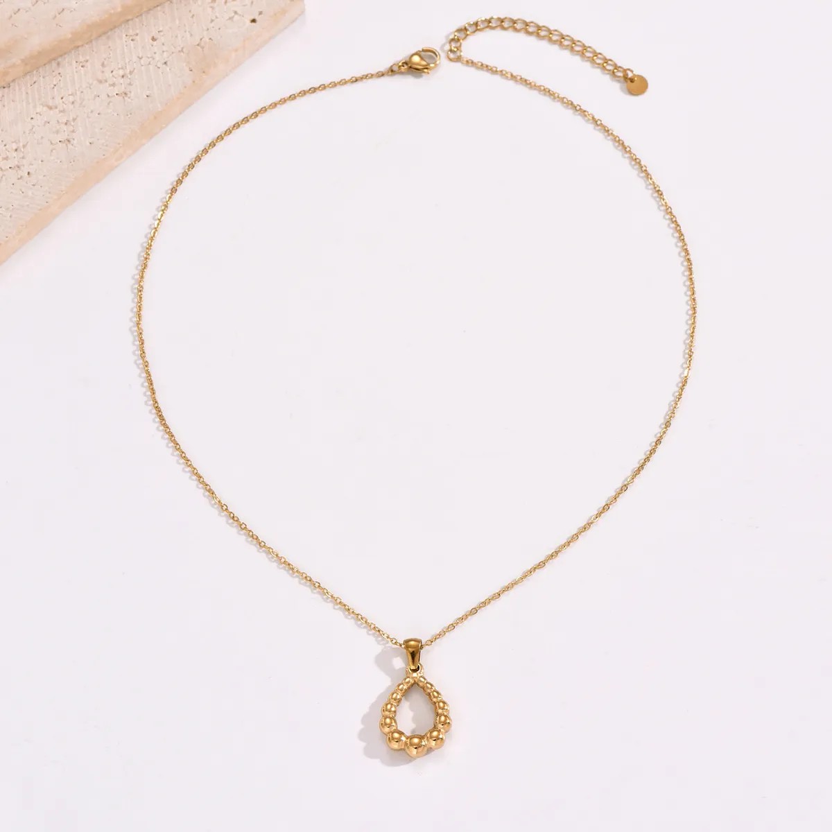 Simple Style Water Droplets Stainless Steel Polishing Plating 14K Gold Plated Pendant Necklace_colorza_3