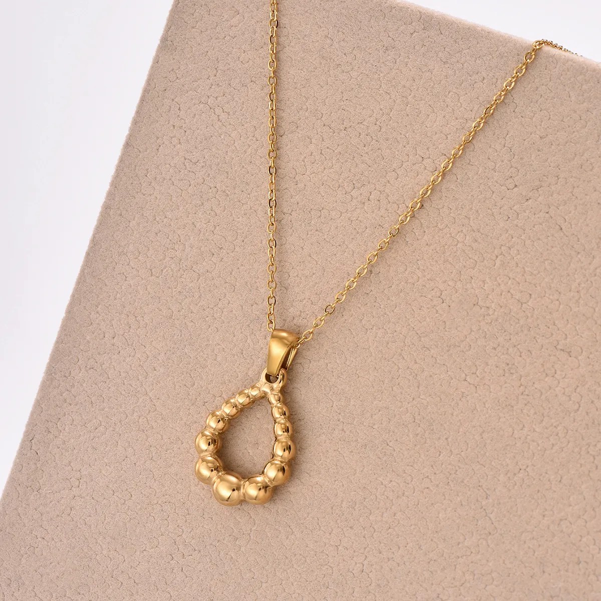 Simple Style Water Droplets Stainless Steel Polishing Plating 14K Gold Plated Pendant Necklace_colorza_4