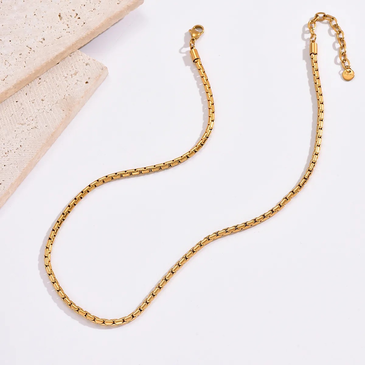 Hip-Hop Simple Style Solid Color Stainless Steel Plating 14K Gold Plated Necklace_colorza_1