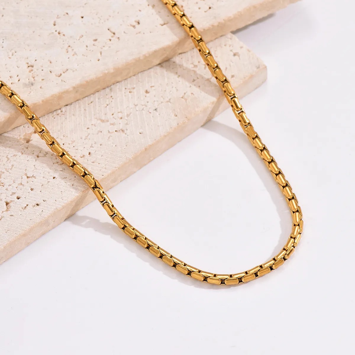 Hip-Hop Simple Style Solid Color Stainless Steel Plating 14K Gold Plated Necklace_colorza_3
