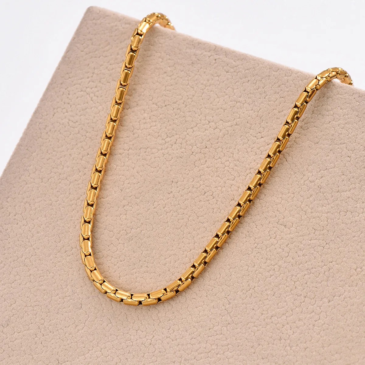 Hip-Hop Simple Style Solid Color Stainless Steel Plating 14K Gold Plated Necklace_colorza_4