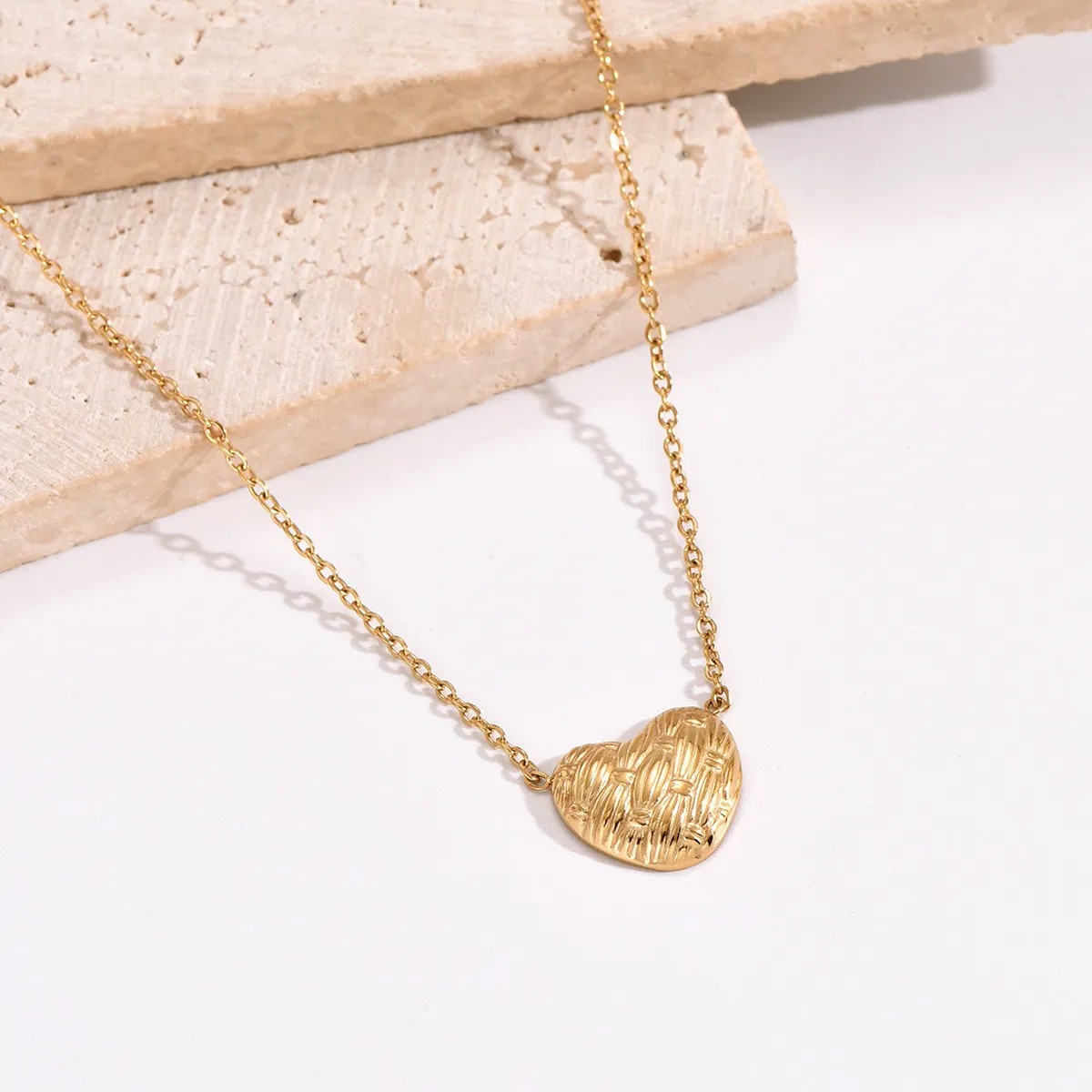 Elegant Simple Style Heart Shape Stainless Steel Polishing Plating 14K Gold Plated Pendant Necklace_colorza_2