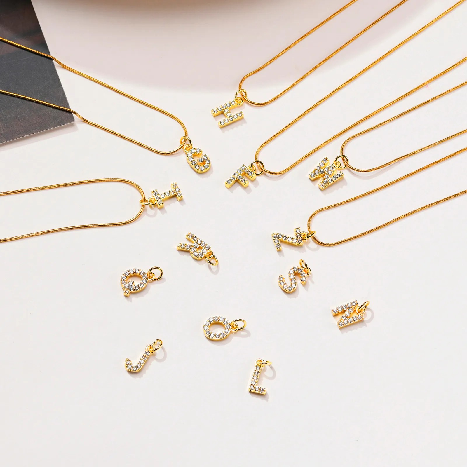 INS Style Simple Style Letter Stainless Steel Plating Inlay Zircon 18K Gold Plated Necklace Pendant_colorza_3