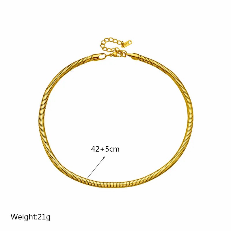 Hip-Hop Punk Solid Color Titanium Steel Plating 18K Gold Plated Necklace_colorza_4