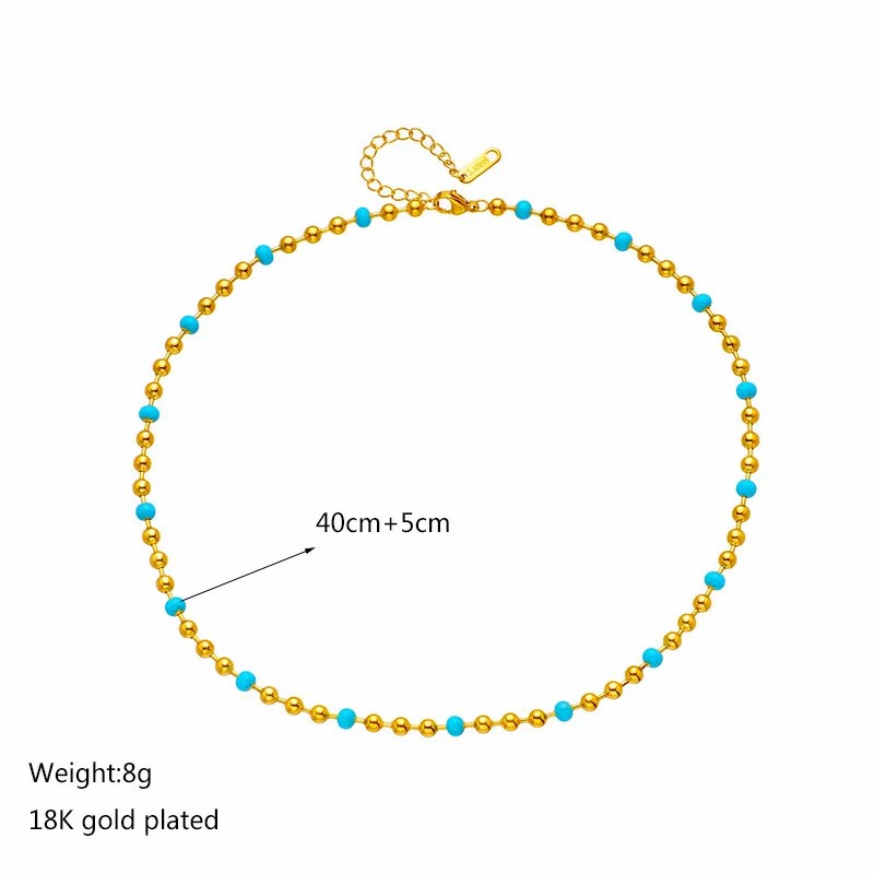 Modern Style Round Titanium Steel Enamel Plating 18K Gold Plated Necklace_colorza_4