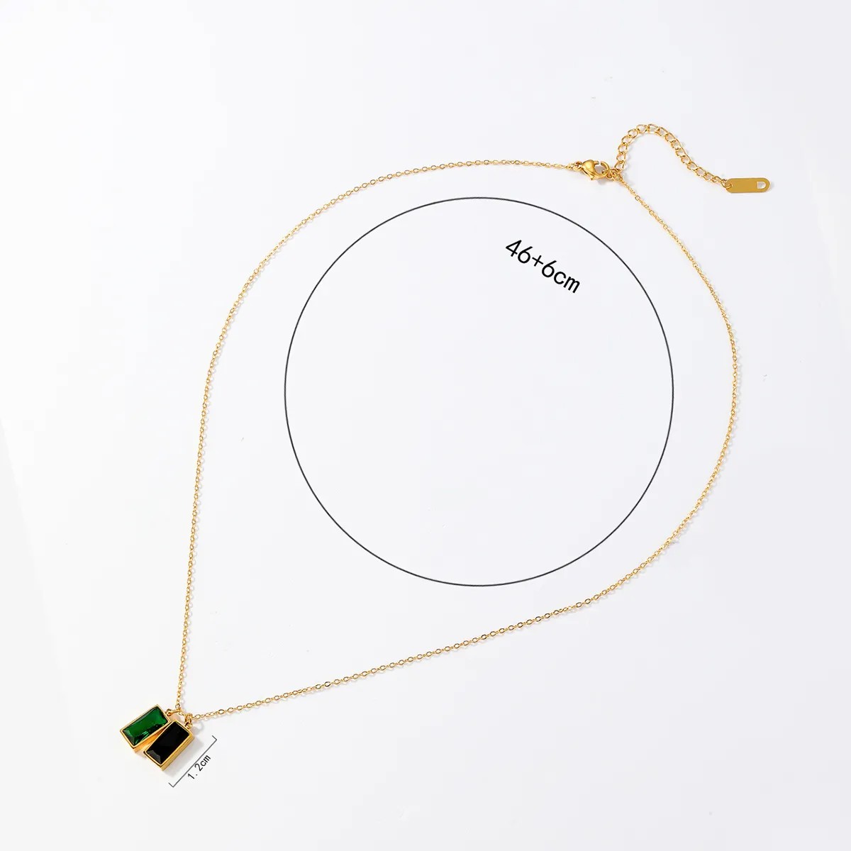 Elegant Rectangle Stainless Steel Plating Inlay Zircon 18K Gold Plated Pendant Necklace Long Necklace_colorza_6