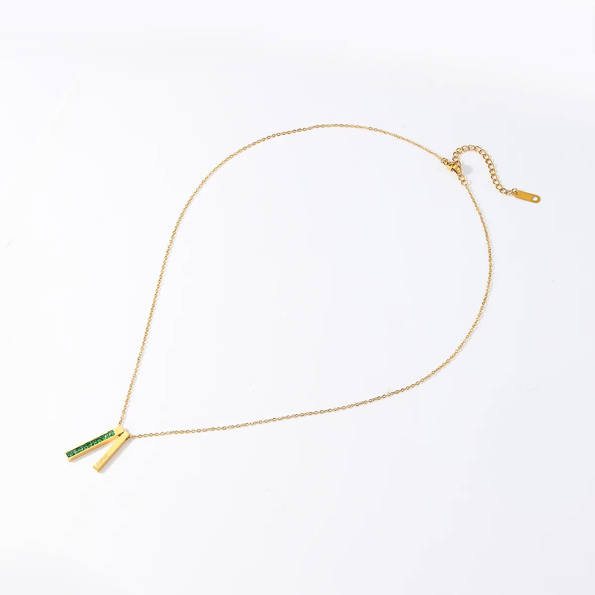 Elegant Rectangle Stainless Steel Plating Inlay Zircon 18K Gold Plated Pendant Necklace Long Necklace_colorza_11