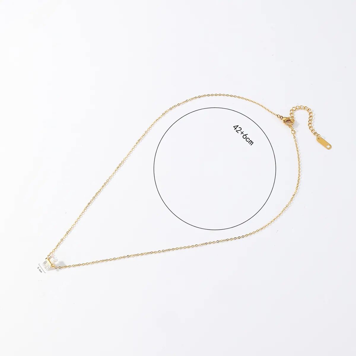 Elegant Rectangle Stainless Steel Plating Inlay Zircon 18K Gold Plated Pendant Necklace Long Necklace_colorza_12