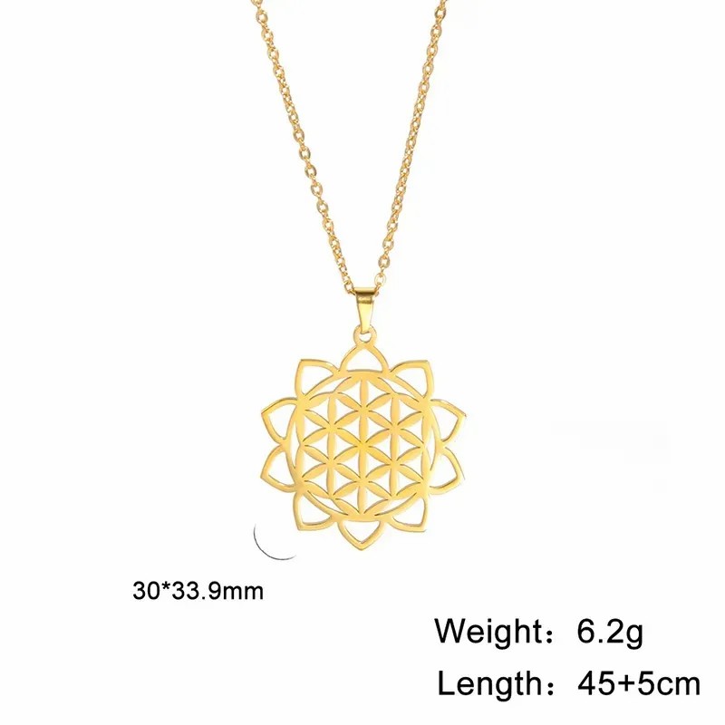 Floral Stainless Steel Hollow Out Pendant Necklace_colorza_3