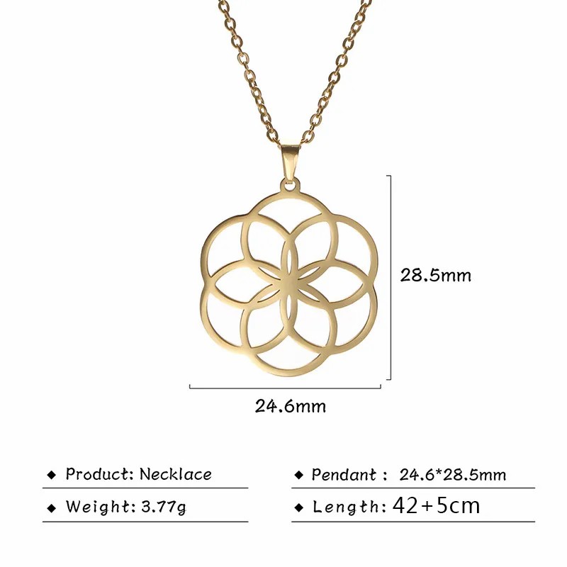 French Style Simple Style Flower Stainless Steel Hollow Out Pendant Necklace Long Necklace_colorza_3