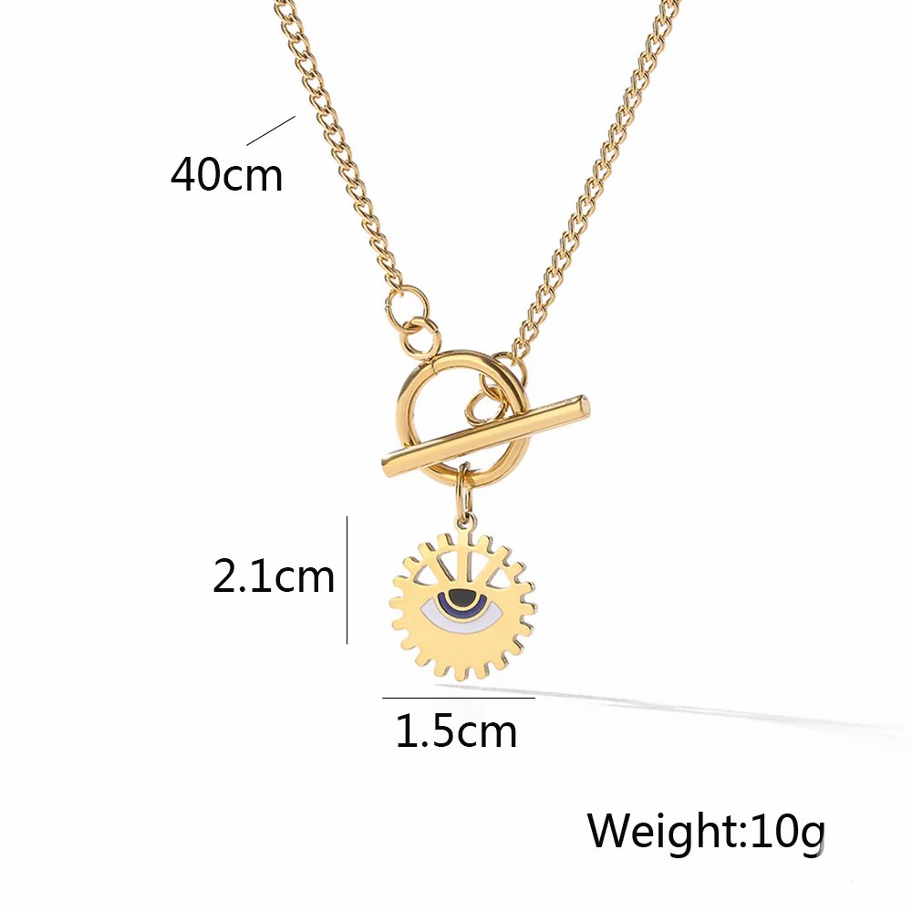 Artistic Devil'S Eye Heart Shape Titanium Steel Plating 18K Gold Plated Pendant Necklace_colorza_2