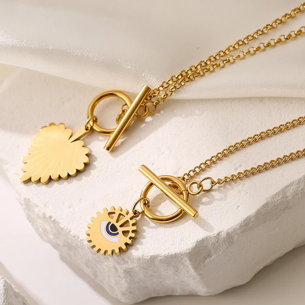 Artistic Devil'S Eye Heart Shape Titanium Steel Plating 18K Gold Plated Pendant Necklace_colorza_3