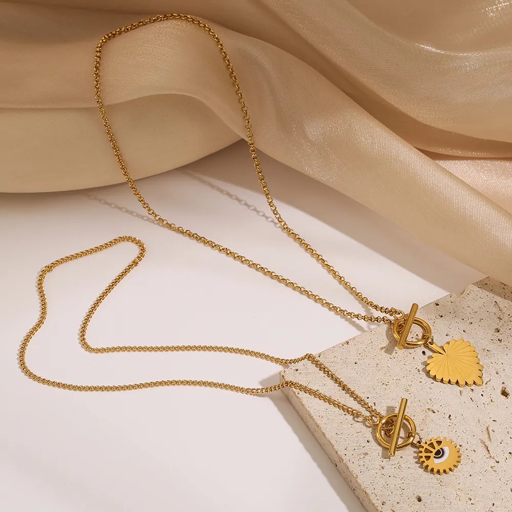 Artistic Devil'S Eye Heart Shape Titanium Steel Plating 18K Gold Plated Pendant Necklace_colorza_6