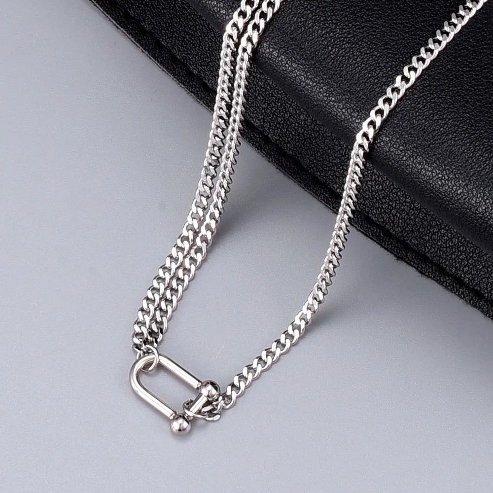 Hip-Hop Punk U Shape Titanium Steel Necklace_colorza_1