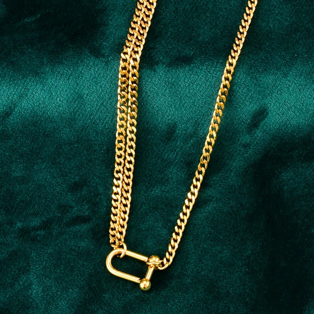 Hip-Hop Punk U Shape Titanium Steel Necklace_colorza_2