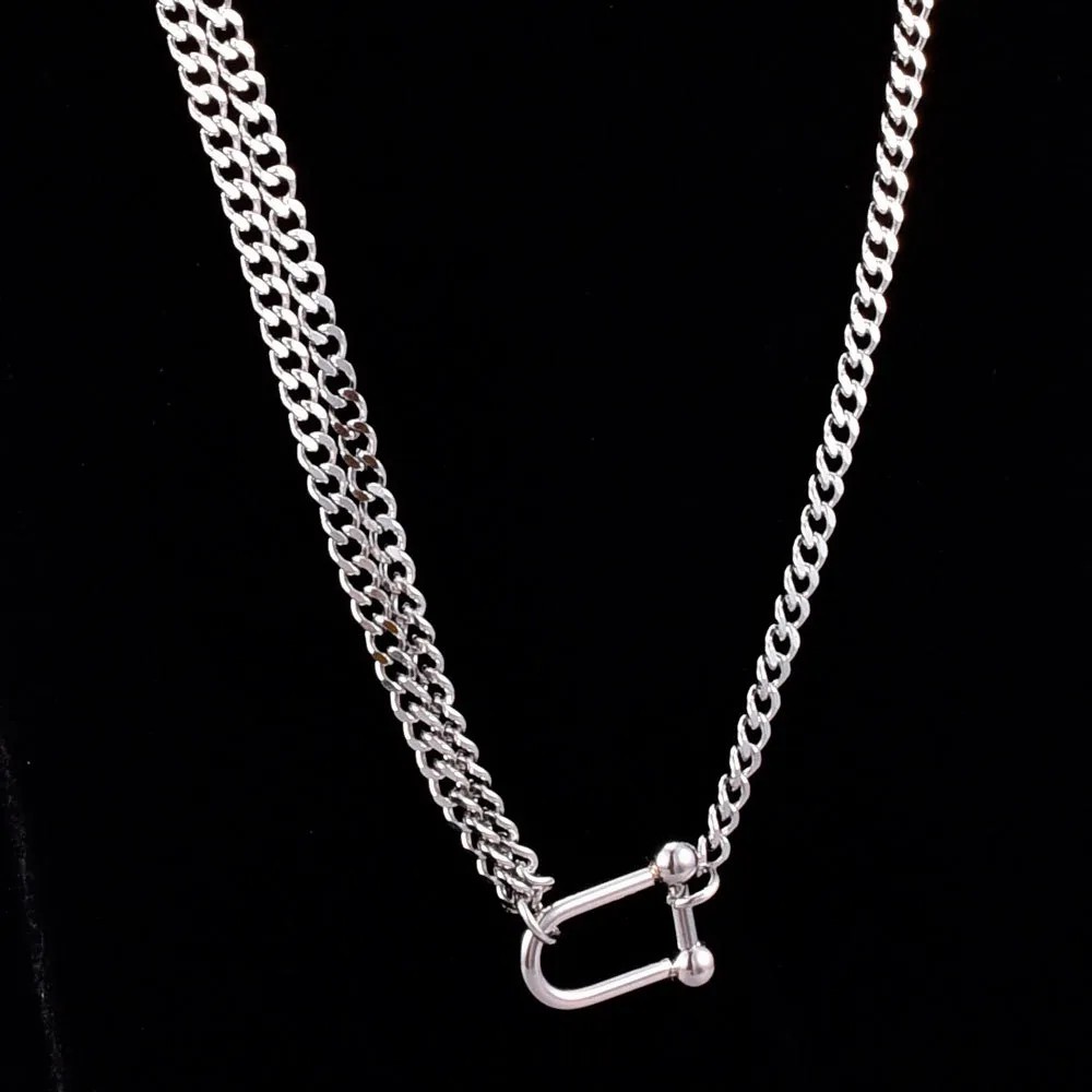 Hip-Hop Punk U Shape Titanium Steel Necklace_colorza_3