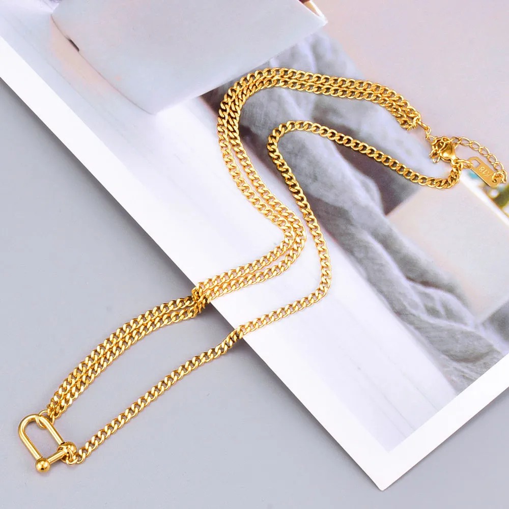 Hip-Hop Punk U Shape Titanium Steel Necklace_colorza_4