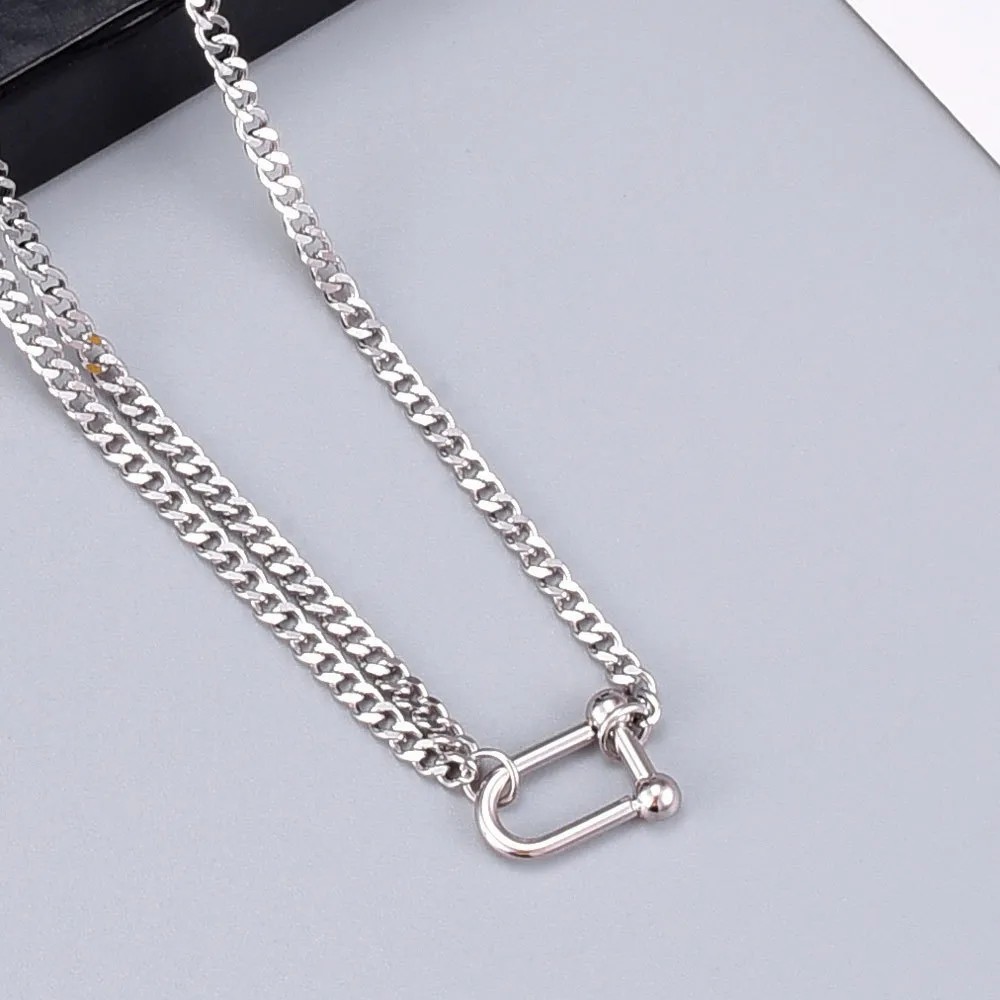 Hip-Hop Punk U Shape Titanium Steel Necklace_colorza_5