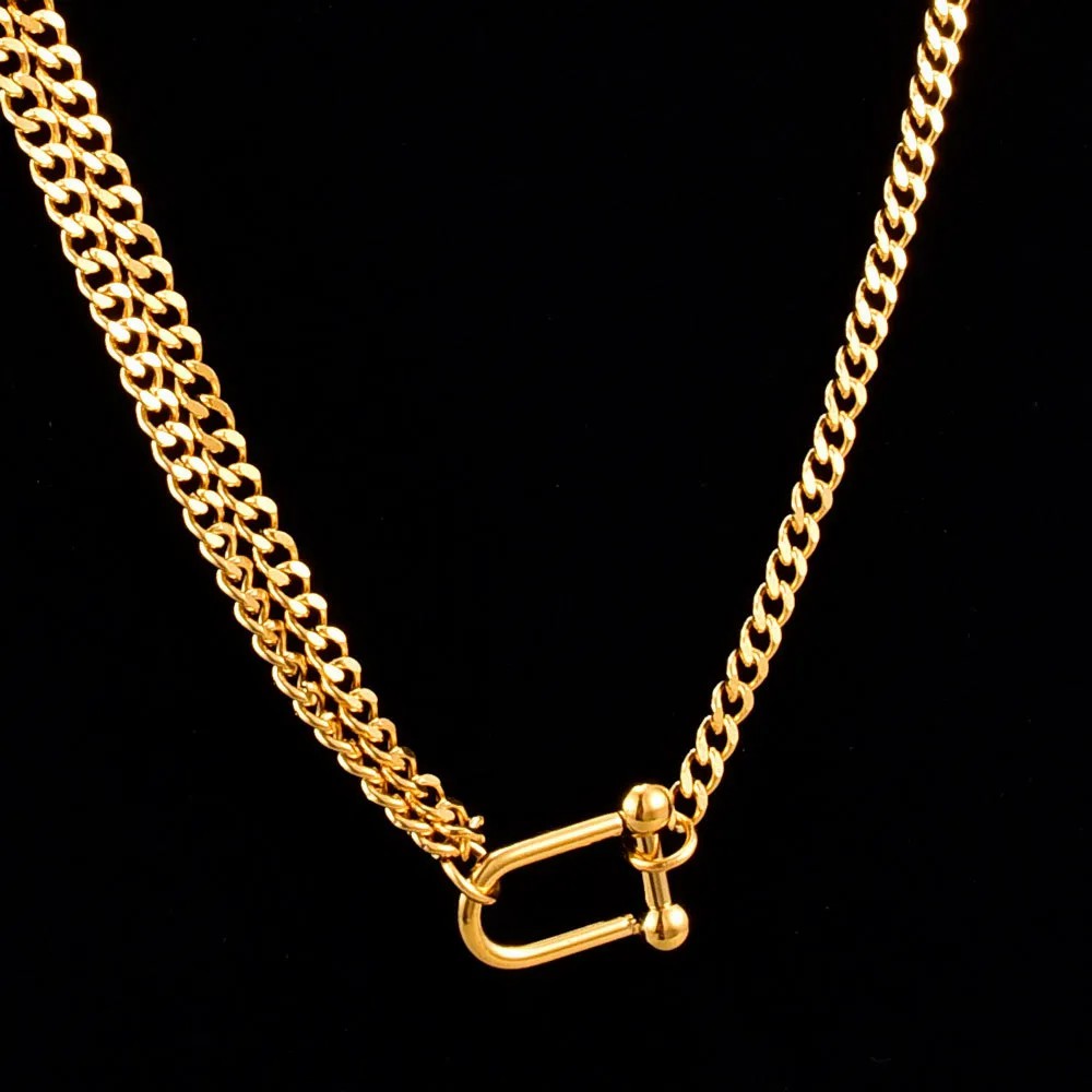 Hip-Hop Punk U Shape Titanium Steel Necklace_colorza_7