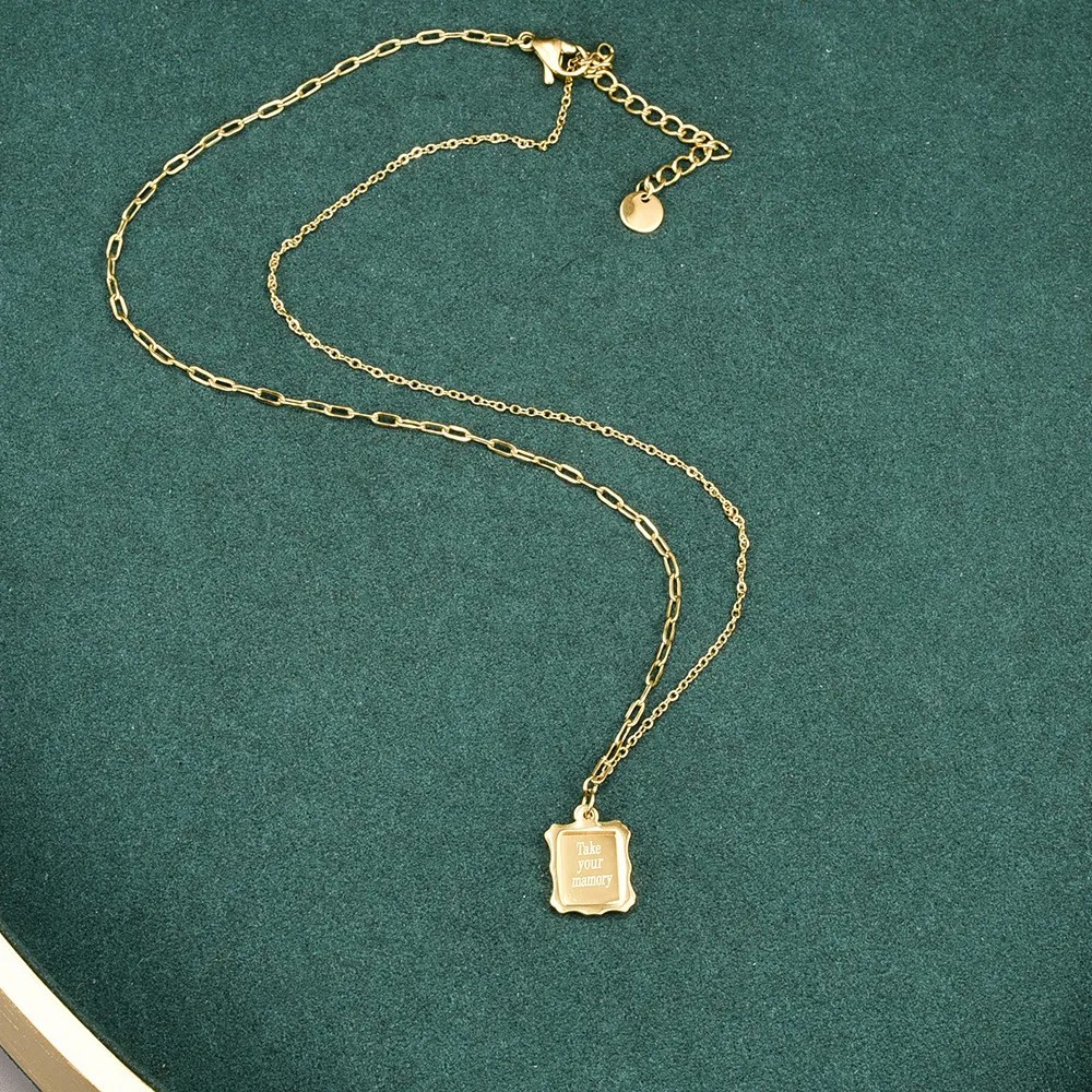 Simple Style Letter Square Titanium Steel Plating 18K Gold Plated Pendant Necklace_colorza_4