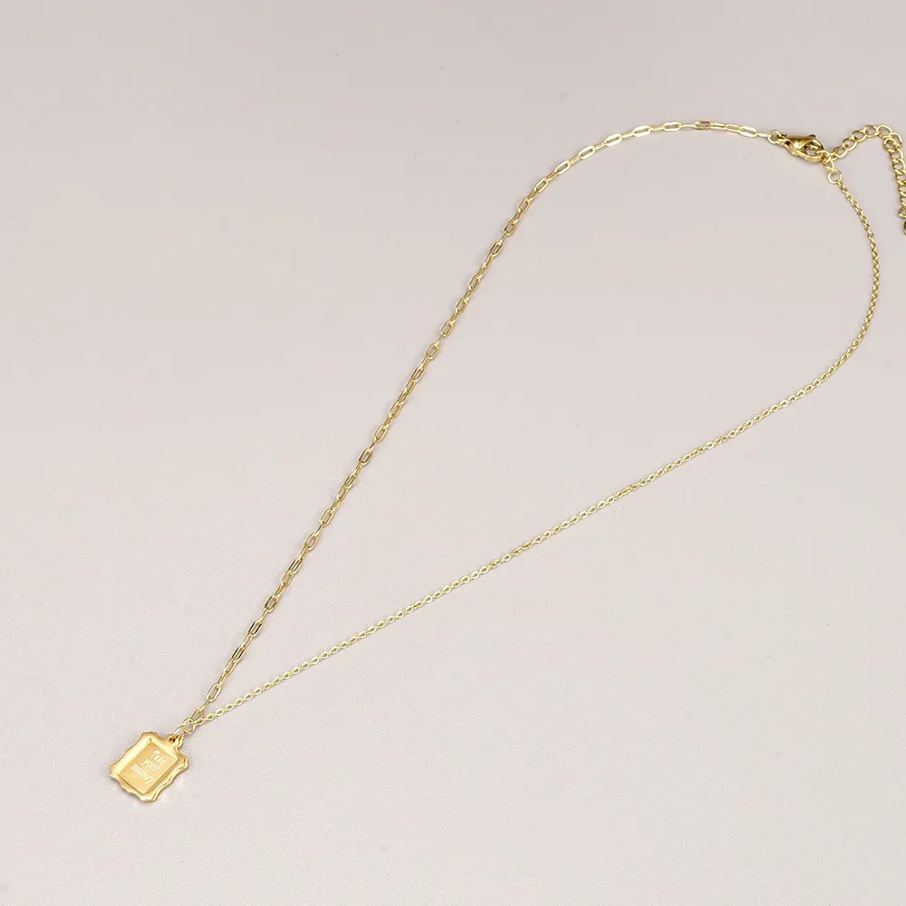 Simple Style Letter Square Titanium Steel Plating 18K Gold Plated Pendant Necklace_colorza_5
