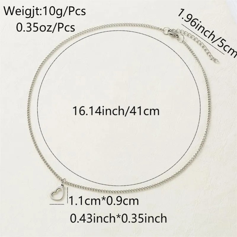 Vintage Style Simple Style Heart Shape Titanium Steel Plating White Gold Plated Pendant Necklace_colorza_1