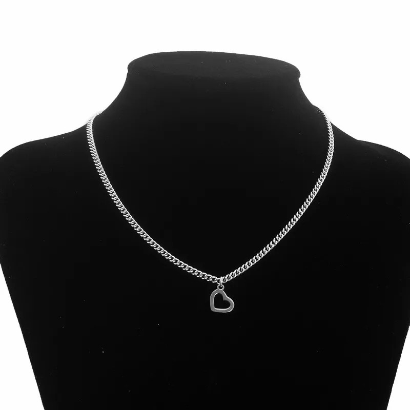 Vintage Style Simple Style Heart Shape Titanium Steel Plating White Gold Plated Pendant Necklace_colorza_2