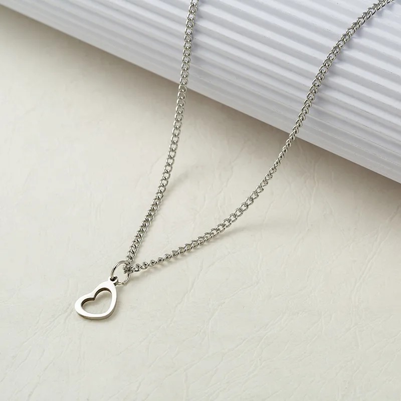 Vintage Style Simple Style Heart Shape Titanium Steel Plating White Gold Plated Pendant Necklace_colorza_5