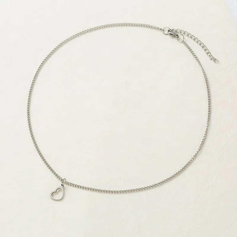 Vintage Style Simple Style Heart Shape Titanium Steel Plating White Gold Plated Pendant Necklace_colorza_8