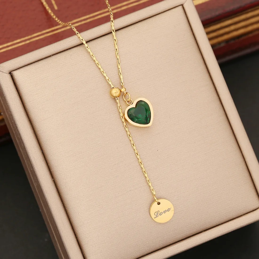 Retro Heart Shape Butterfly Stainless Steel Plating Inlay Pearl Pendant Necklace_colorza_5