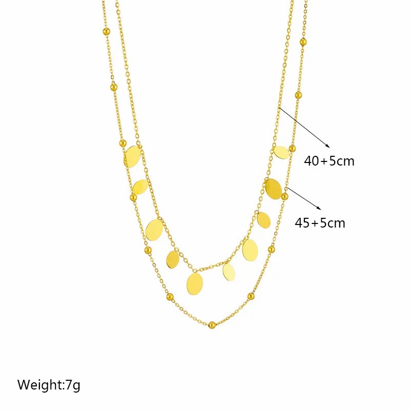 Simple Style Oval Titanium Steel Plating 18K Gold Plated Layered Necklaces_colorza_4
