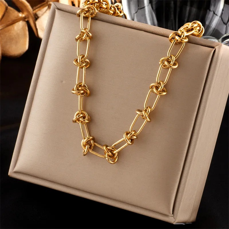 Hip-Hop Geometric Titanium Steel Plating 18K Gold Plated Necklace_colorza_1