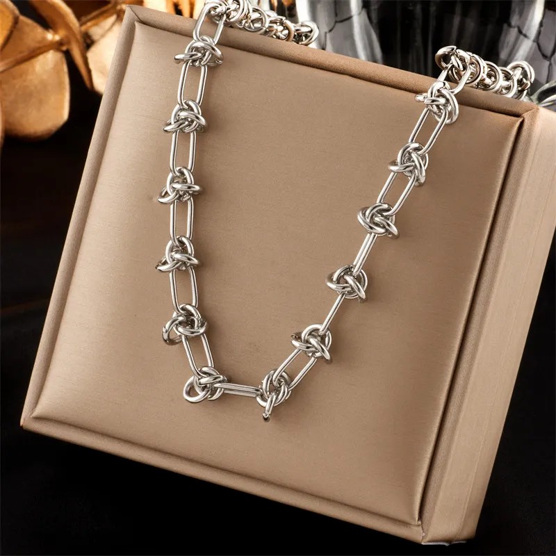 Hip-Hop Geometric Titanium Steel Plating 18K Gold Plated Necklace_colorza_2