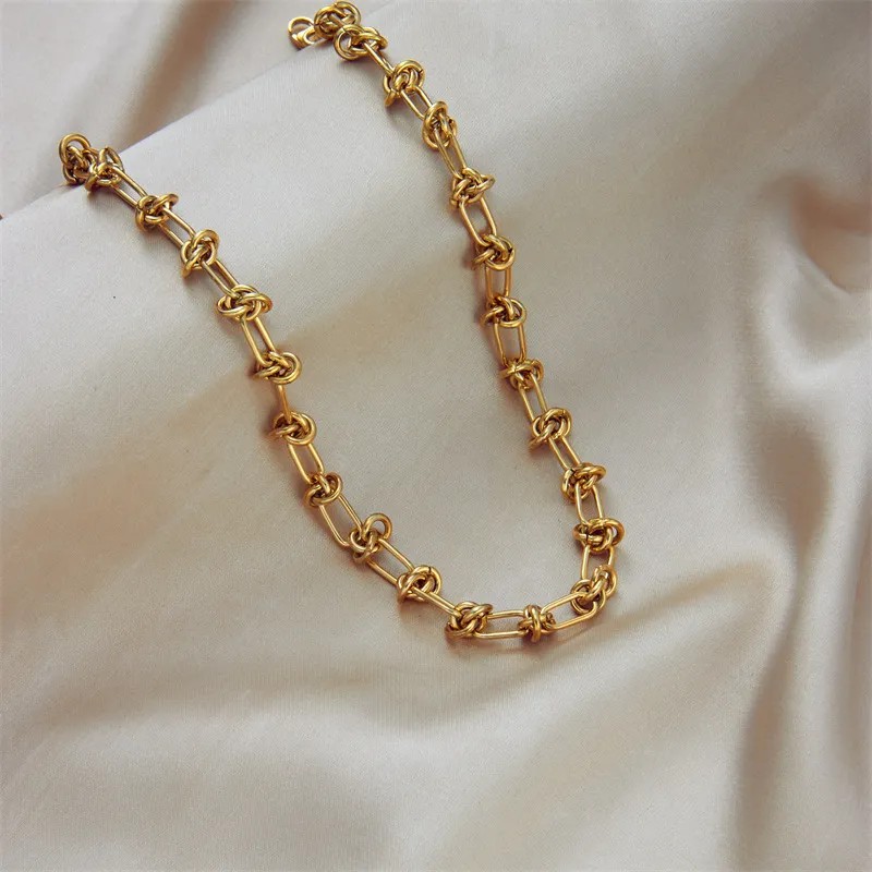Hip-Hop Geometric Titanium Steel Plating 18K Gold Plated Necklace_colorza_3