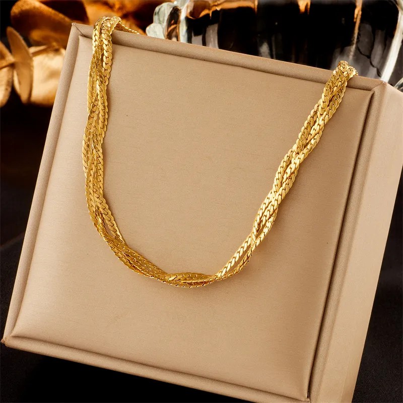 INS Style Geometric Titanium Steel Plating 18K Gold Plated Necklace_colorza_1