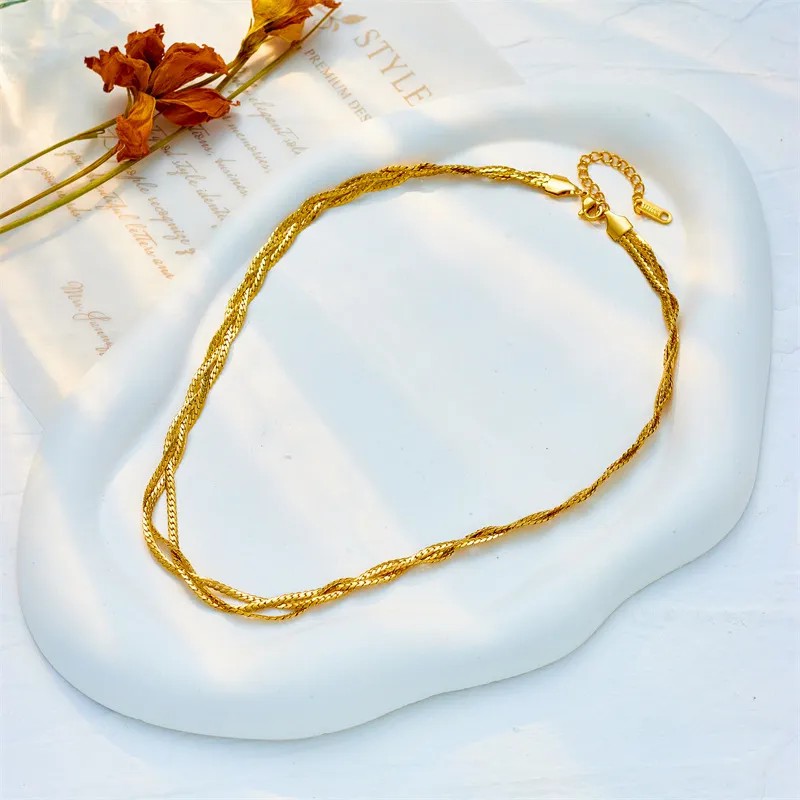 INS Style Geometric Titanium Steel Plating 18K Gold Plated Necklace_colorza_3