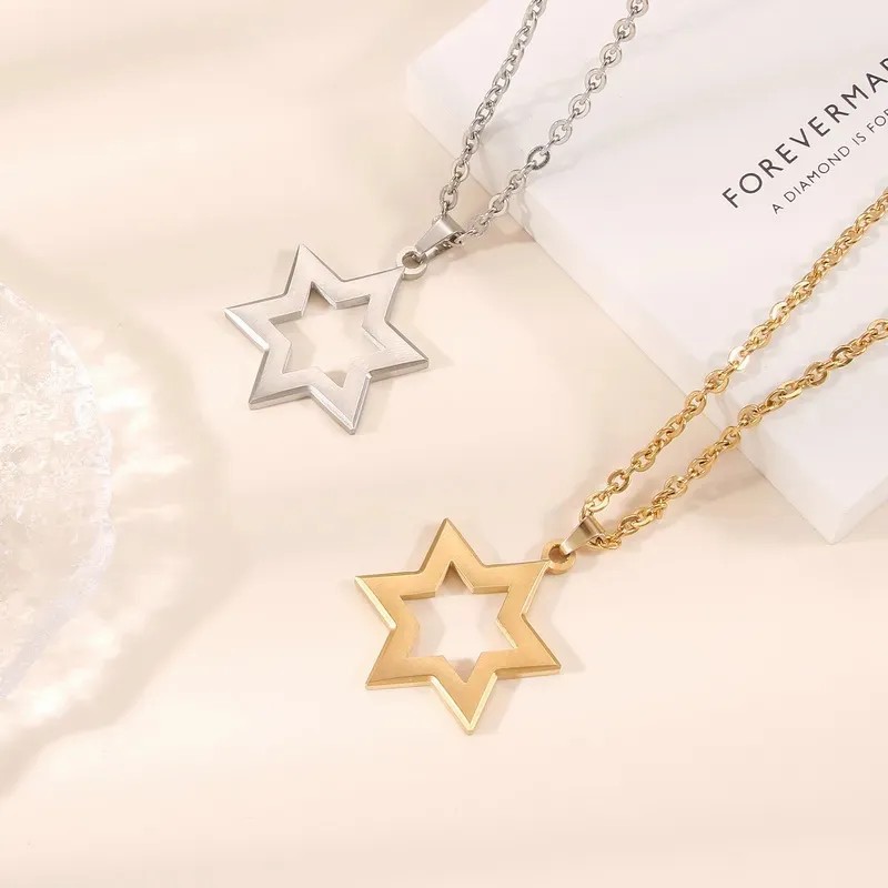 Casual Hip-Hop Star Stainless Steel Hollow Out Pendant Necklace Long Necklace_colorza_2