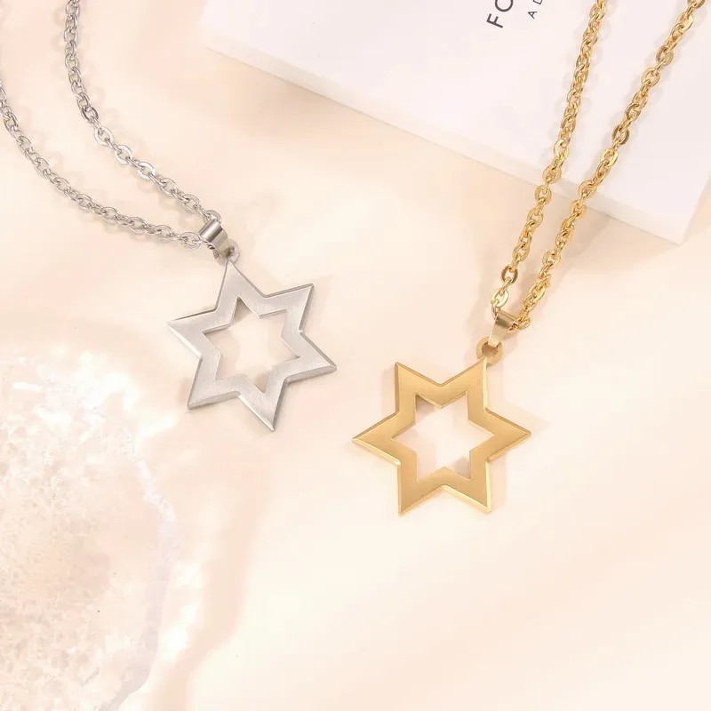 Casual Hip-Hop Star Stainless Steel Hollow Out Pendant Necklace Long Necklace_colorza_3