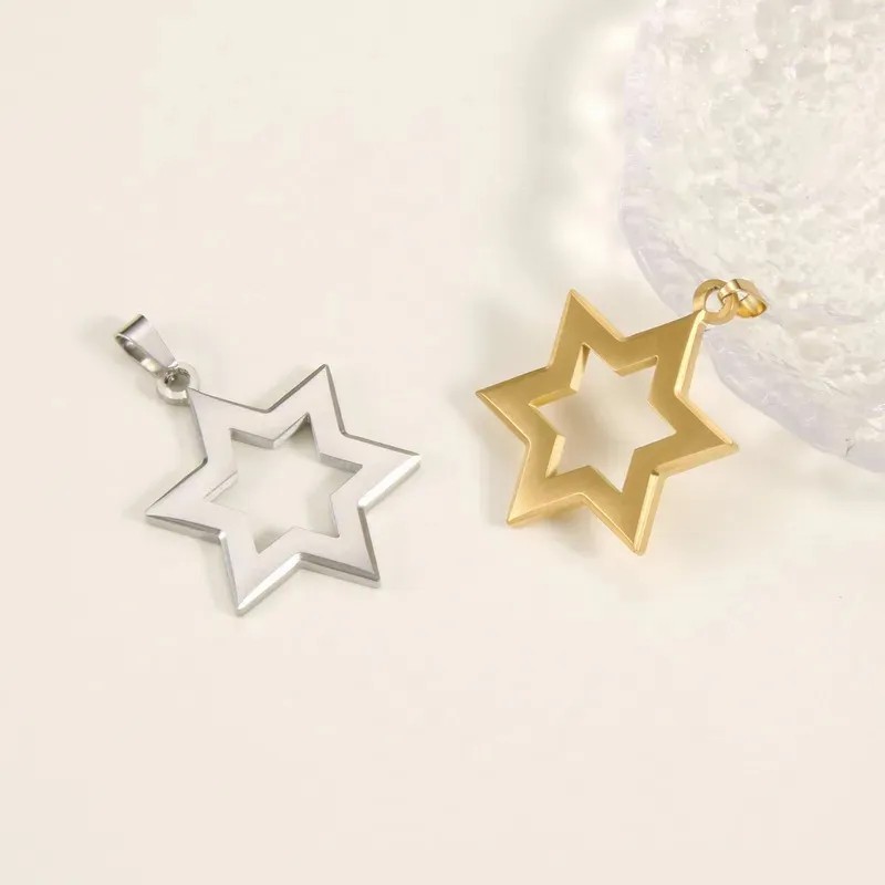 Casual Hip-Hop Star Stainless Steel Hollow Out Pendant Necklace Long Necklace_colorza_4