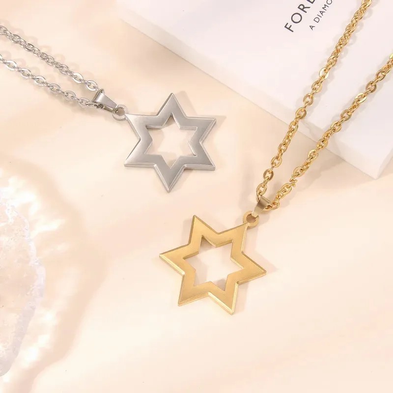 Casual Hip-Hop Star Stainless Steel Hollow Out Pendant Necklace Long Necklace_colorza_5