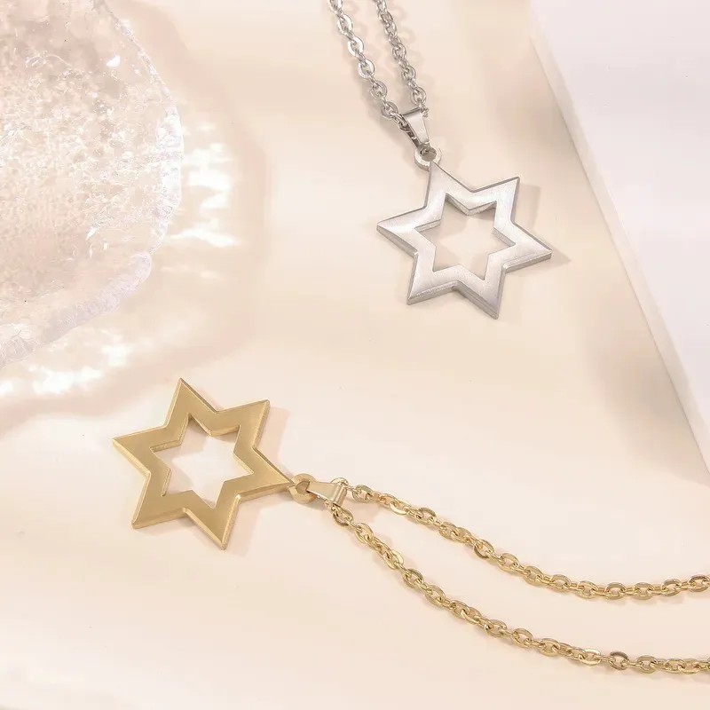 Casual Hip-Hop Star Stainless Steel Hollow Out Pendant Necklace Long Necklace_colorza_7
