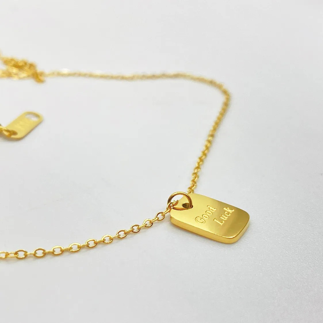 Retro Letter Square Stainless Steel Plating 18K Gold Plated Pendant Necklace_colorza_3