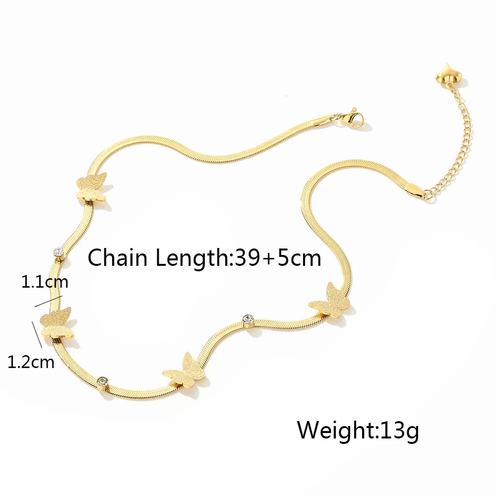 Elegant Butterfly Titanium Steel Plating 18K Gold Plated Necklace_colorza_1