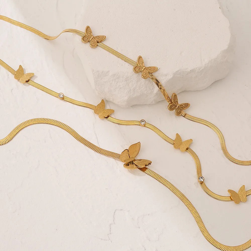 Elegant Butterfly Titanium Steel Plating 18K Gold Plated Necklace_colorza_3