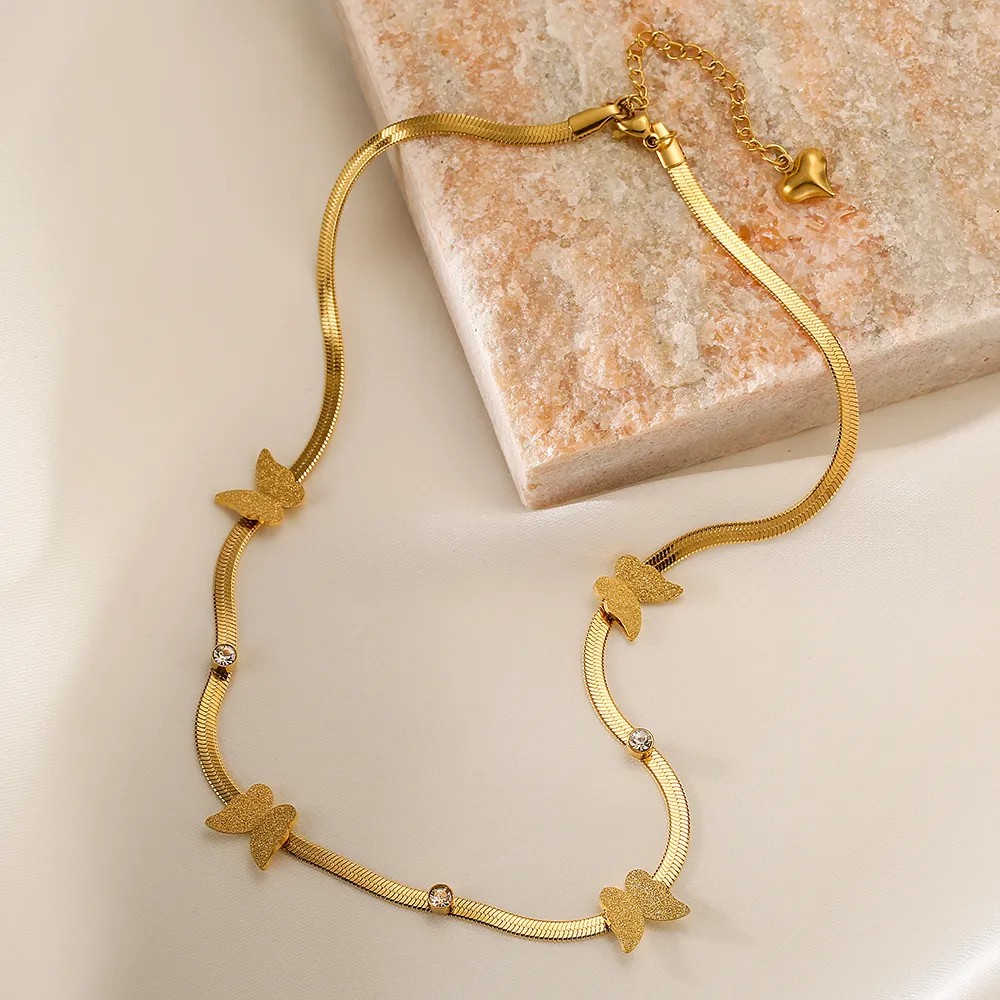 Elegant Butterfly Titanium Steel Plating 18K Gold Plated Necklace_colorza_6