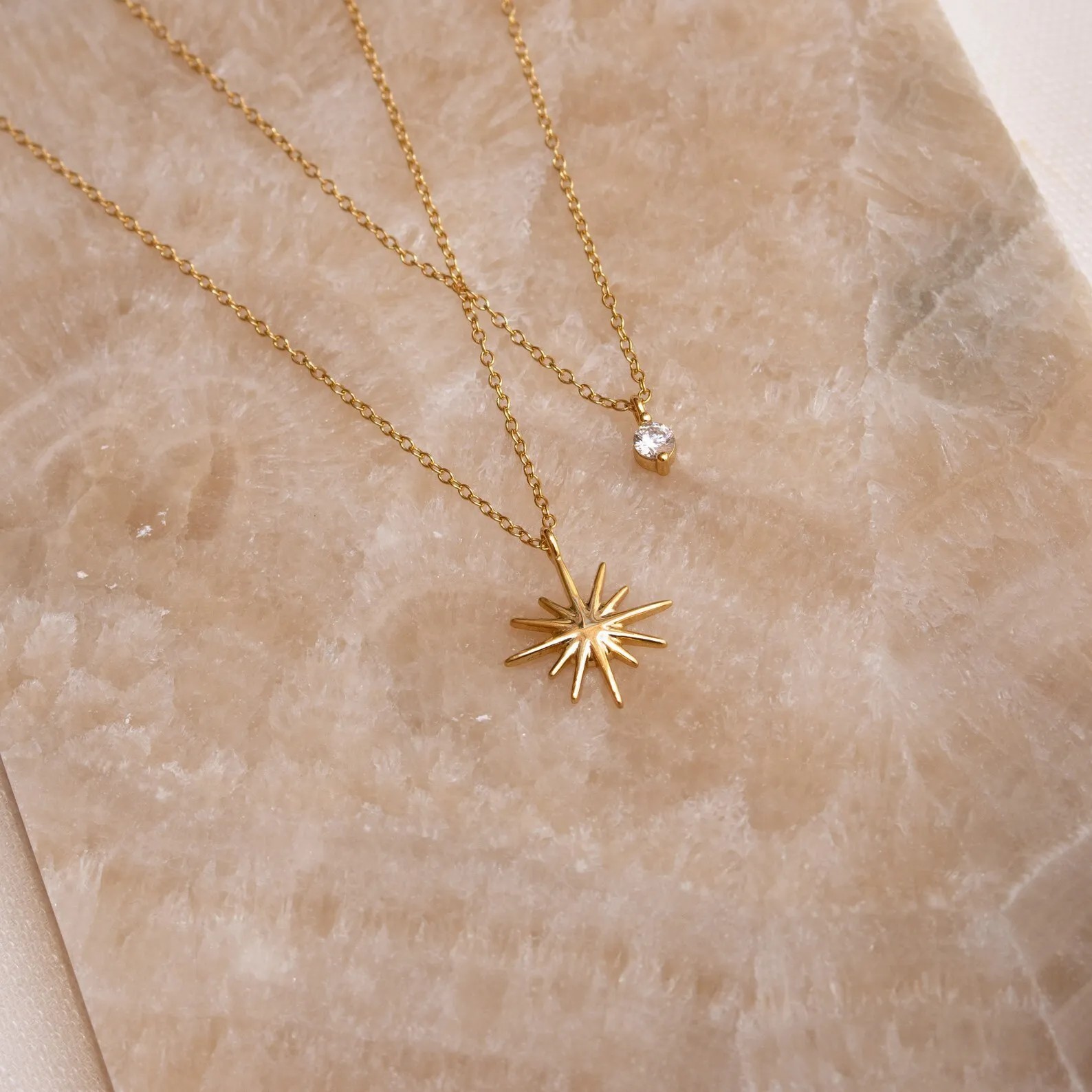 Retro Simple Style Round Star Titanium Steel Plating Inlay Zircon 18K Gold Plated Pendant Necklace_colorza_1