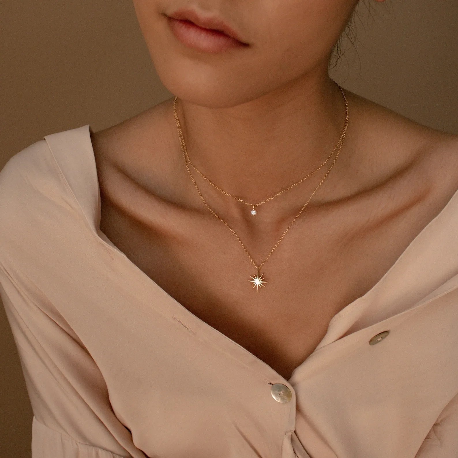Retro Simple Style Round Star Titanium Steel Plating Inlay Zircon 18K Gold Plated Pendant Necklace_colorza_3