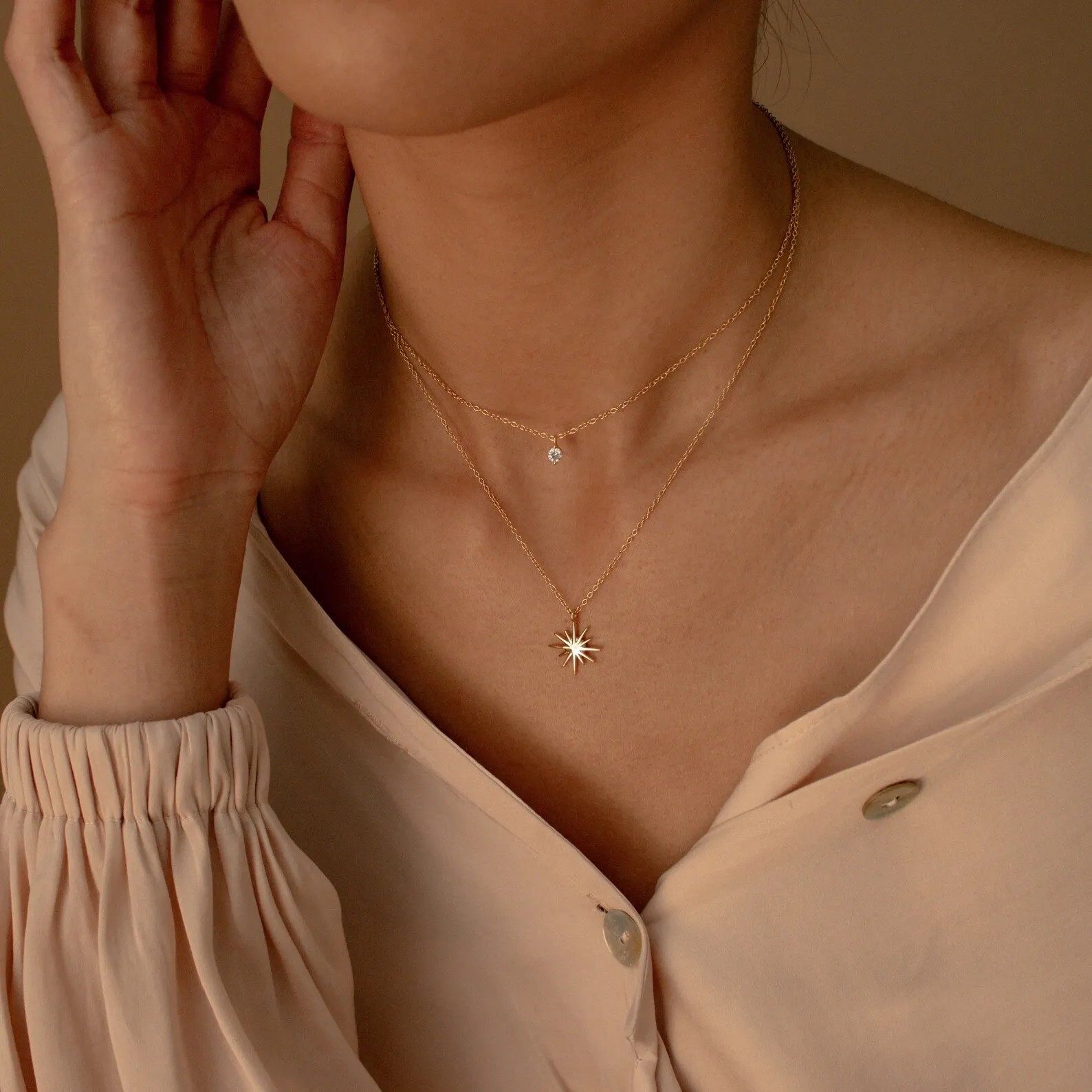 Retro Simple Style Round Star Titanium Steel Plating Inlay Zircon 18K Gold Plated Pendant Necklace_colorza_4