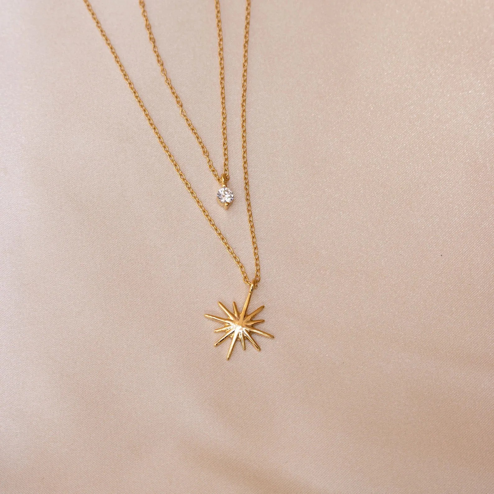 Retro Simple Style Round Star Titanium Steel Plating Inlay Zircon 18K Gold Plated Pendant Necklace_colorza_5