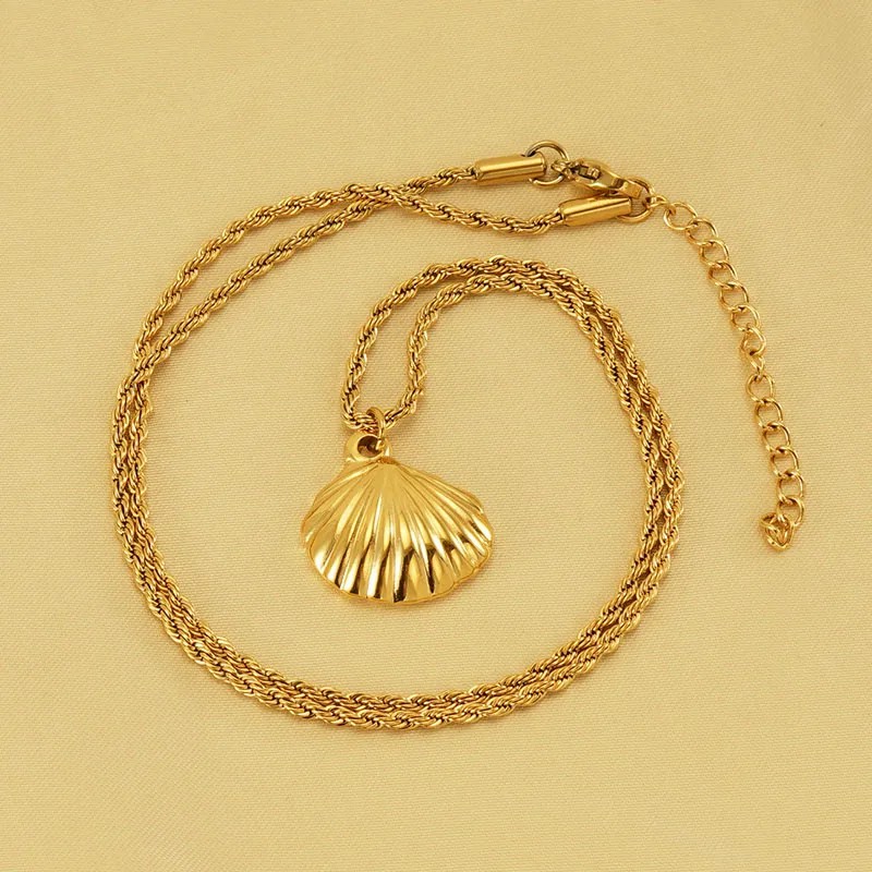 Vacation Shell Stainless Steel Plating 18K Gold Plated Pendant Necklace_colorza_1